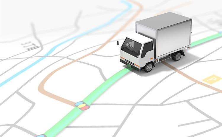 Route map representing optimized technician dispatch across a region